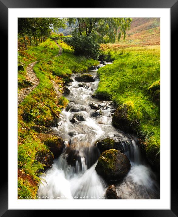 Serene Ellers Beck Waterfall Framed Mounted Print by Janet Carmichael