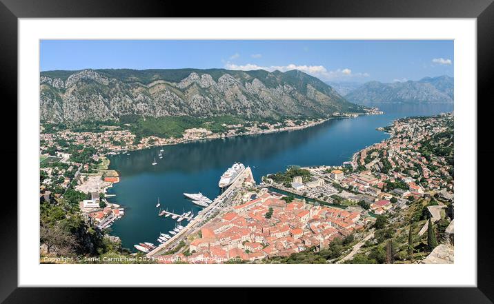 Majestic Kotor Aerial View Framed Mounted Print by Janet Carmichael
