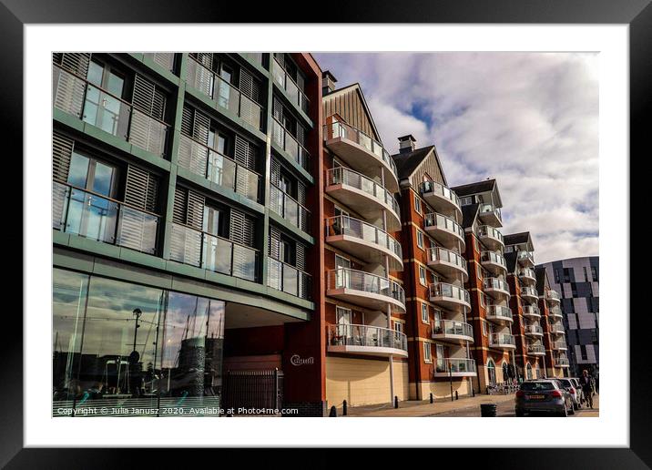 Waterfront buildings  Framed Mounted Print by Julia Janusz