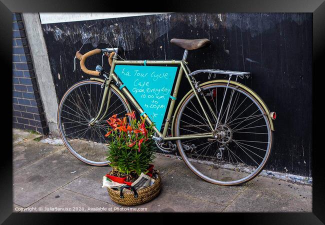 Cafe bicycle Framed Print by Julia Janusz