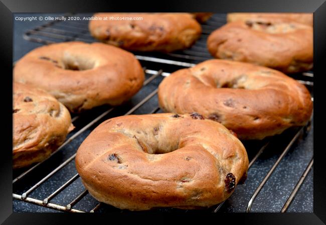 freshly cooked cinnamon and raisin bagels  Framed Print by Ollie Hully
