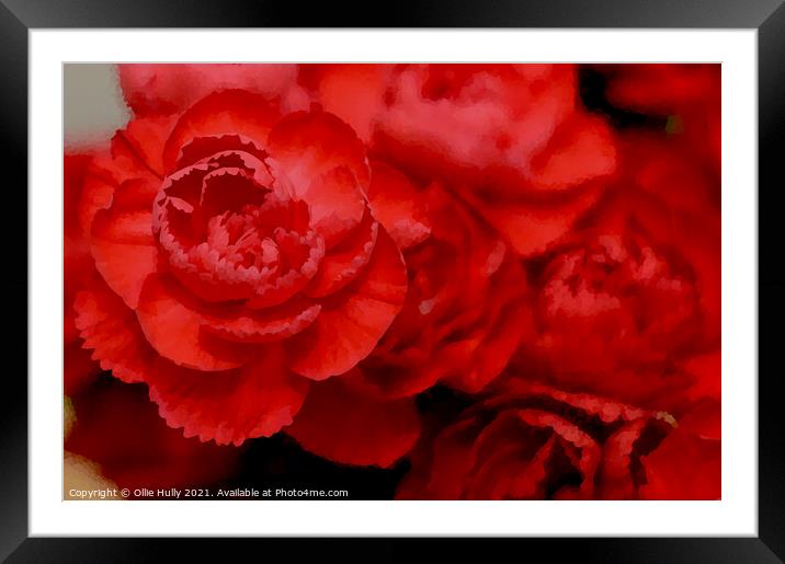 Red carnations digital art Framed Mounted Print by Ollie Hully