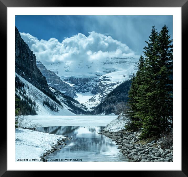 Spring on Lake Louise in Banff National Park Framed Mounted Print by Matt Hill