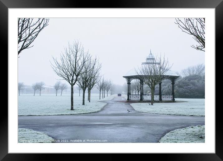 Misty winter morning at Victoria Park, Southport  Framed Mounted Print by Kristine Didzule