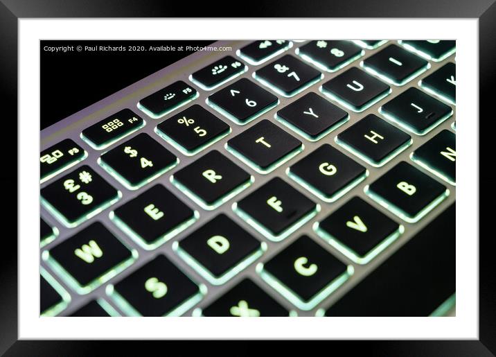 Illuminated keyboard Framed Mounted Print by Paul Richards