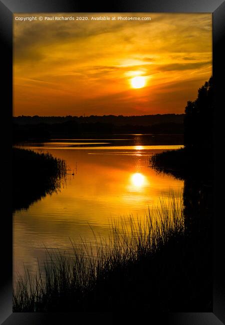 Sunset over Chew Valley lake Framed Print by Paul Richards