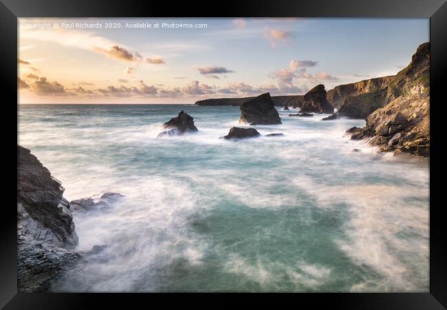 Bedruthan Steps, in Cornwall Framed Print by Paul Richards