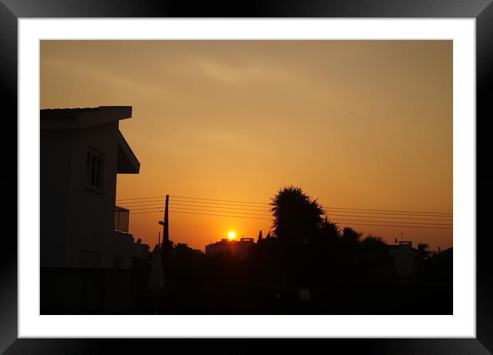 Cyprus Paralimini sunset  Framed Mounted Print by  