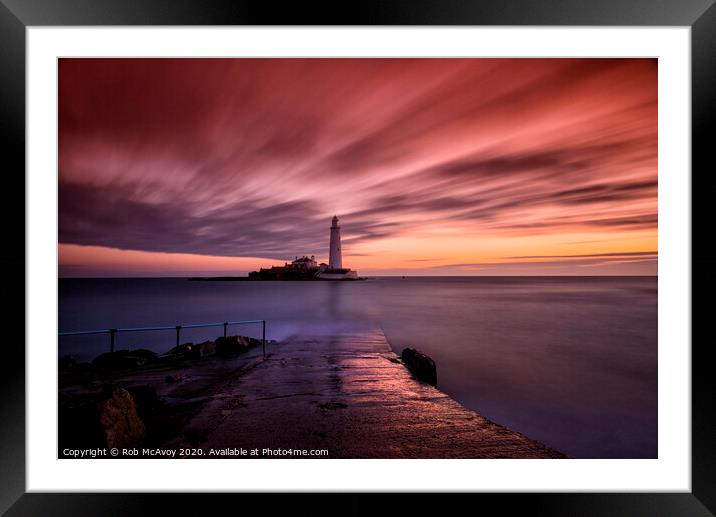 St Mary's Island Framed Mounted Print by Rob McAvoy