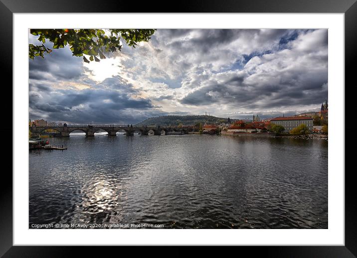 River Vltava and Charles Bridge in Prague Framed Mounted Print by Rob McAvoy