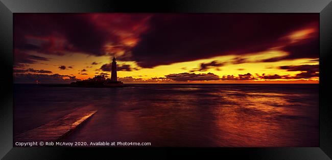 St Mary's Sunrise Framed Print by Rob McAvoy