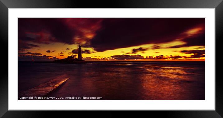 St Mary's Sunrise Framed Mounted Print by Rob McAvoy
