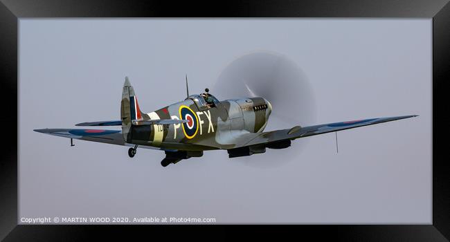 Spitfire TD314 Take-off Framed Print by MARTIN WOOD