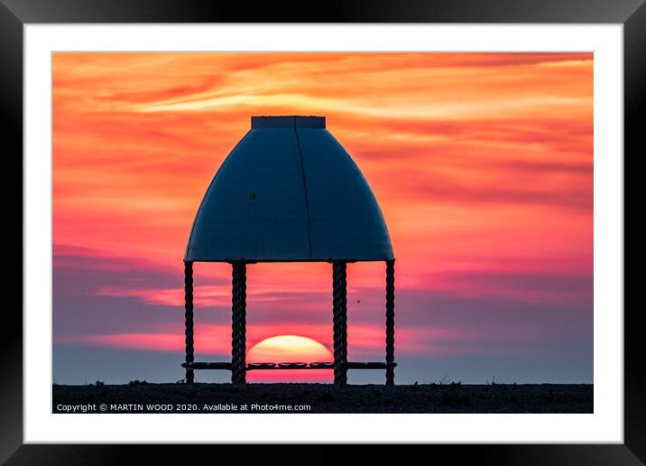 Folkestone beach shelter sunset 4 Framed Mounted Print by MARTIN WOOD