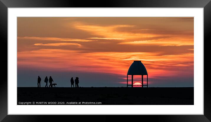 Folkestone beach shelter sunset 6  Framed Mounted Print by MARTIN WOOD