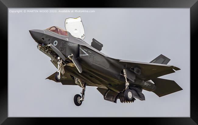 RAF F-35B Lightning in the hover Framed Print by MARTIN WOOD