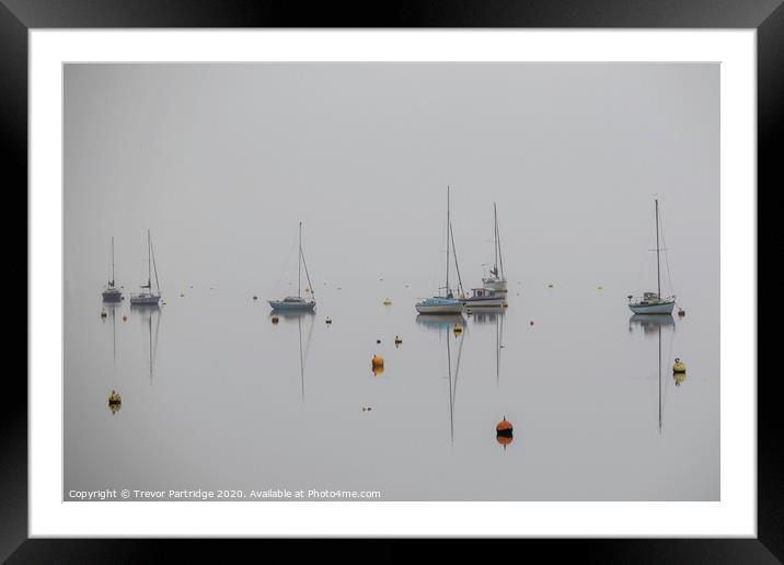 Grey Day Boats Framed Mounted Print by Trevor Partridge