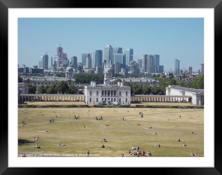 London From Greenwich Framed Mounted Print by Les Morris