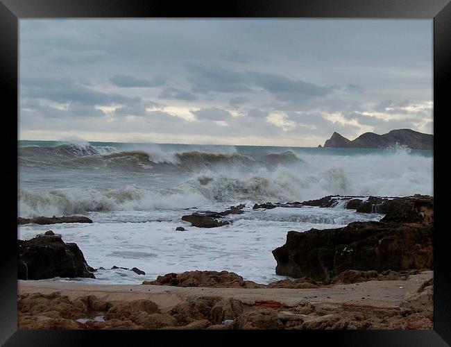 Stormy Seas On Costa Blanca Framed Print by Les Morris