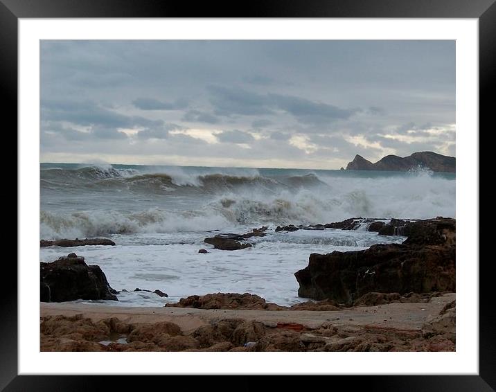 Stormy Seas On Costa Blanca Framed Mounted Print by Les Morris