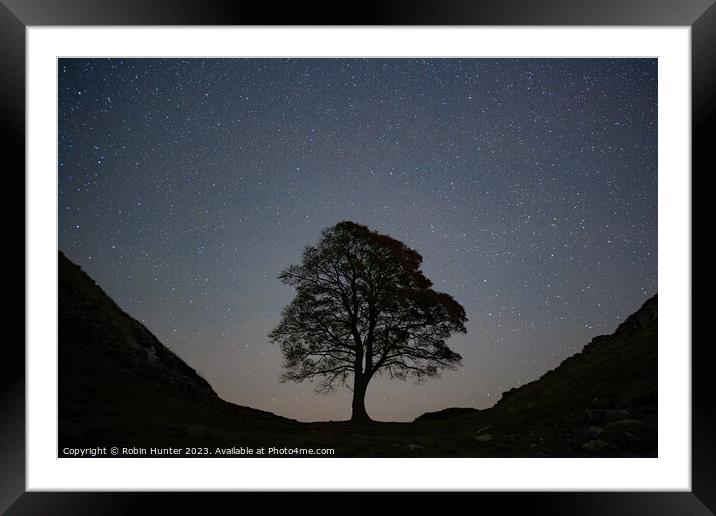 Sycamore Gap Dark Sky Framed Mounted Print by Robin Hunter