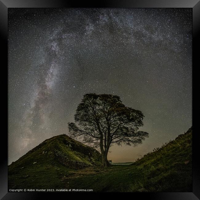 Sycamore Gap and Milky Way  Framed Print by Robin Hunter