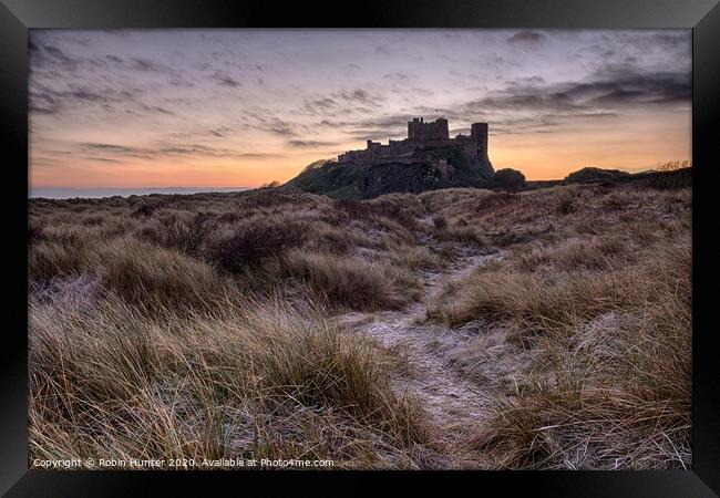 Bamburgh Frost Framed Print by Robin Hunter