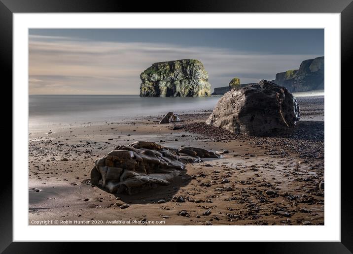 Marsden Rock in the Moonlight Framed Mounted Print by Robin Hunter