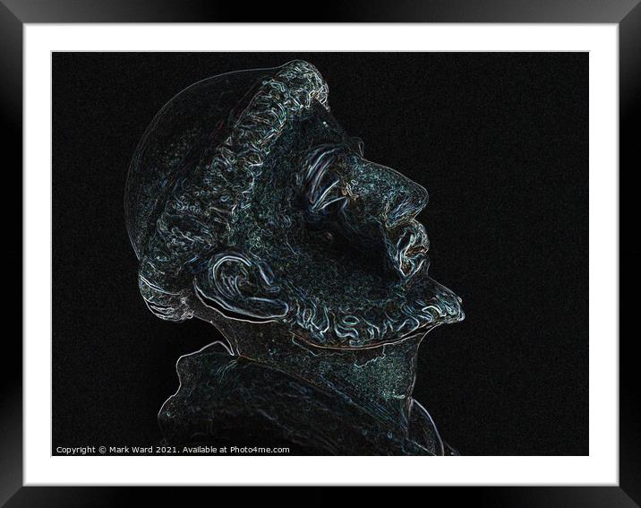 Statue in Digital. Framed Mounted Print by Mark Ward