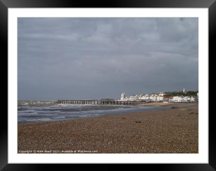 Hastings Pier on a Moody July Day. Framed Mounted Print by Mark Ward