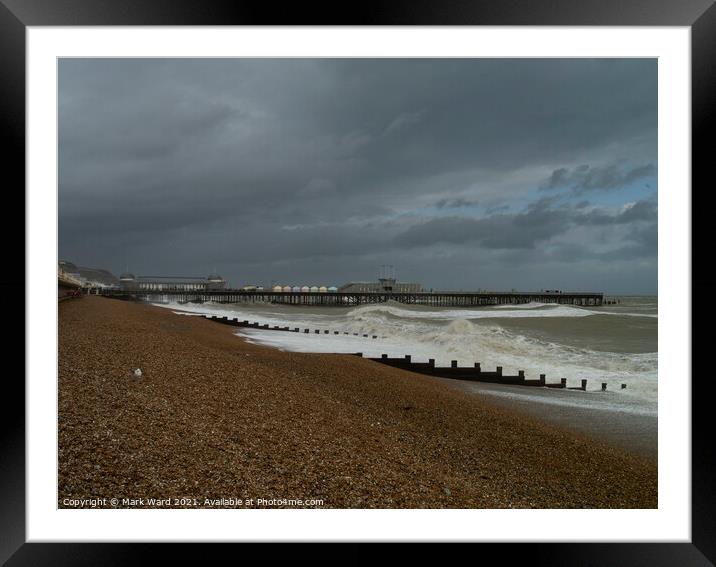 Stormy Sea in Hastings. Framed Mounted Print by Mark Ward