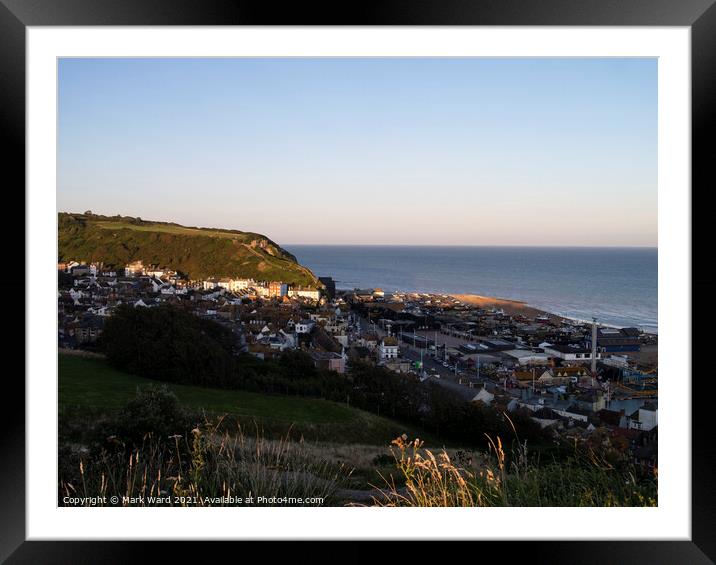 Hastings Seafront and Old Town as the Sun goes down. Framed Mounted Print by Mark Ward