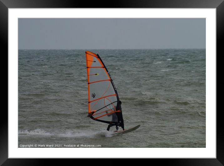 Windsurfing in Bexhill. Framed Mounted Print by Mark Ward