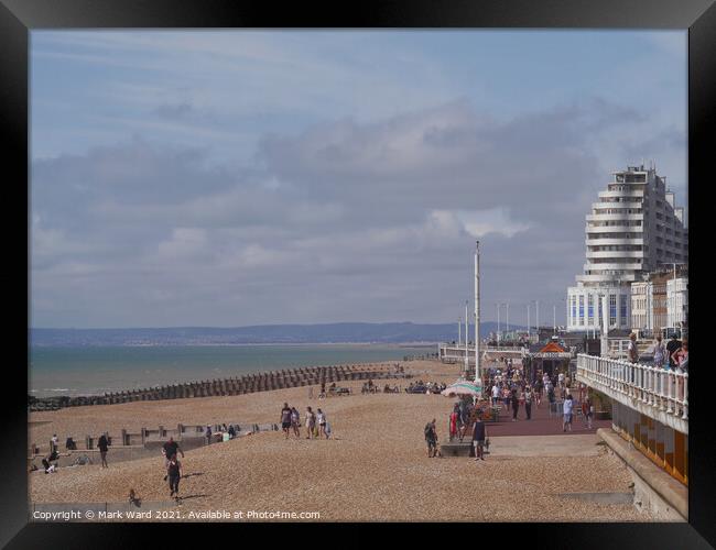 Sun, Sea, and Shingle. Framed Print by Mark Ward