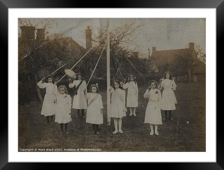 Maypole Dancing in Sussex from long ago Framed Mounted Print by Mark Ward