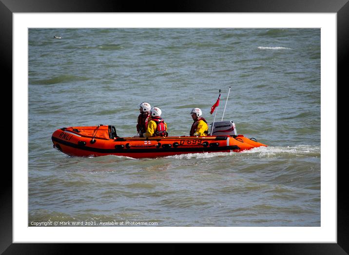 RNLI Lifeboat in Action. Framed Mounted Print by Mark Ward