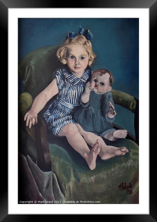 Girl with her Doll Painting Framed Mounted Print by Mark Ward