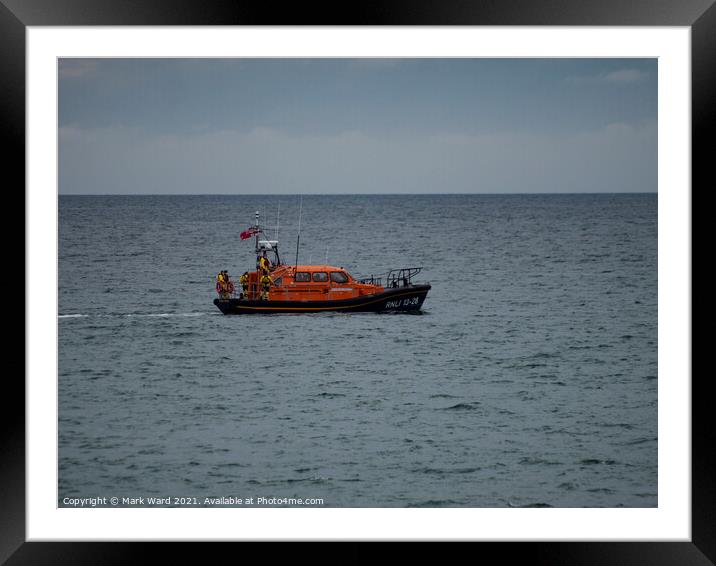 RNLI Lifeboat off the Coast of Hastings. Framed Mounted Print by Mark Ward