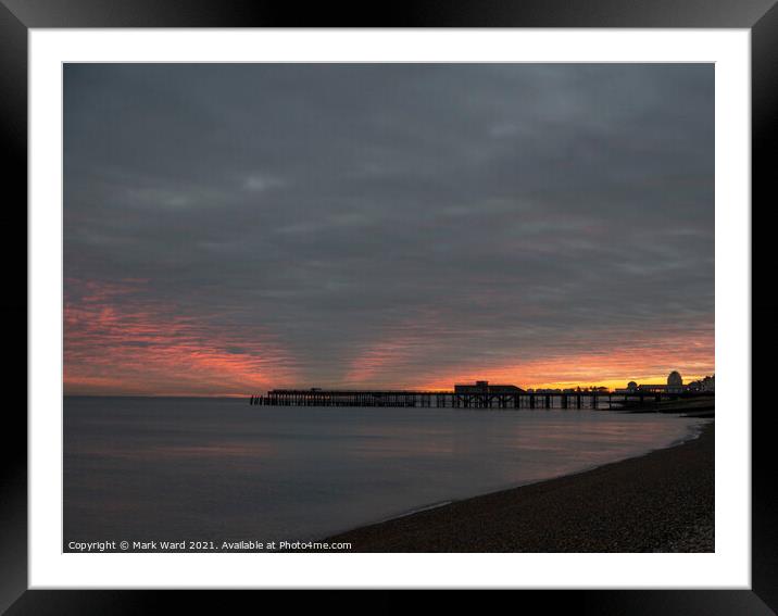 Autumn Dusk at Hastings Pier. Framed Mounted Print by Mark Ward