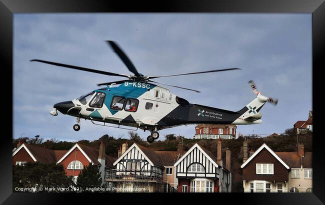 Air Ambulance in Sussex. Framed Print by Mark Ward