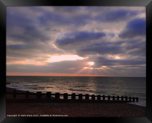 Winter Coastal Sunrise. Framed Print by Mark Ward