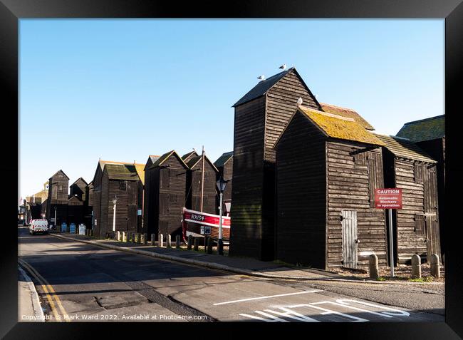 Net Shops of The Stade. Framed Print by Mark Ward