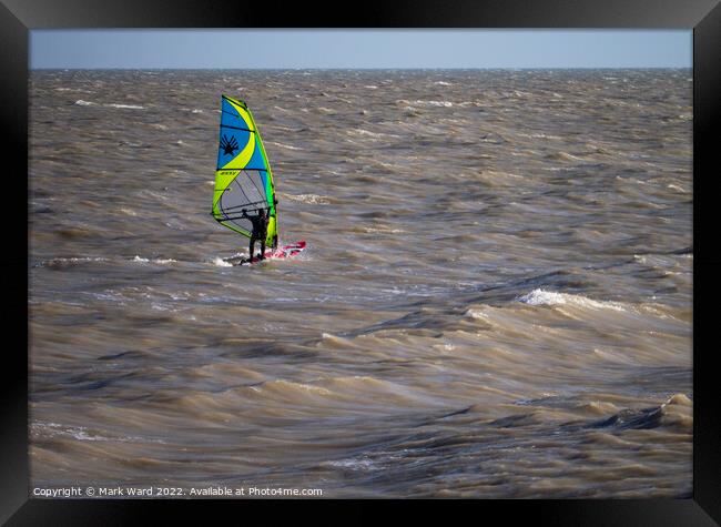 Bexhill Winter Windsurfing. Framed Print by Mark Ward