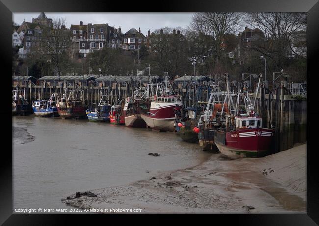 Rye fishing boats at low tide. Framed Print by Mark Ward