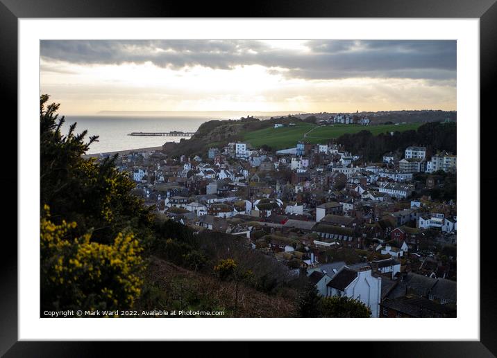 Hastings from the East Hill in the early evening Framed Mounted Print by Mark Ward
