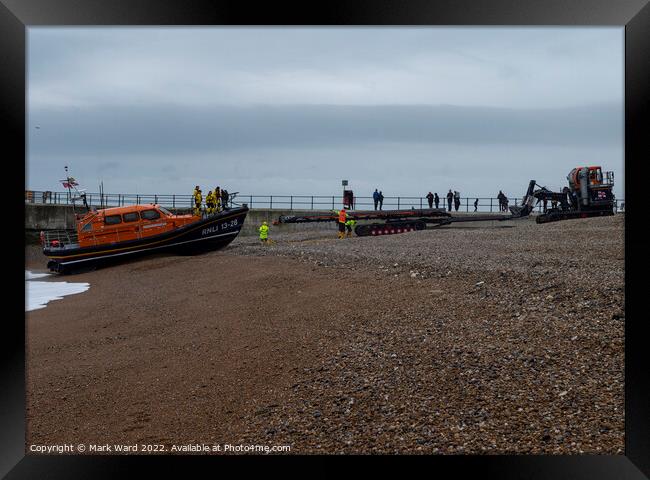 Hastings Lifeboat returning to base Framed Print by Mark Ward