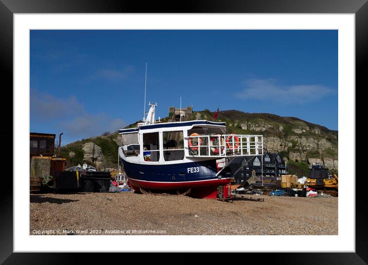 The Stade Beach of Hastings. A Busy place. Framed Mounted Print by Mark Ward