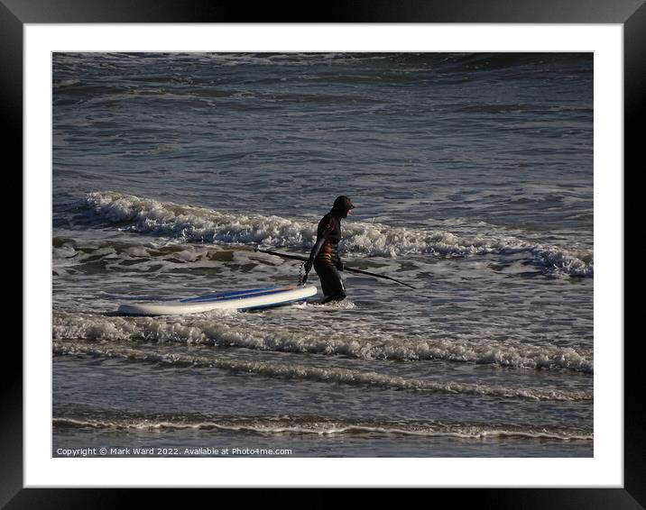 Wading to meet the Waves Framed Mounted Print by Mark Ward