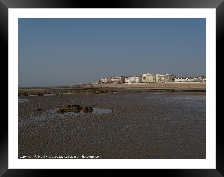 Bexhill from the beach at low tide. Framed Mounted Print by Mark Ward