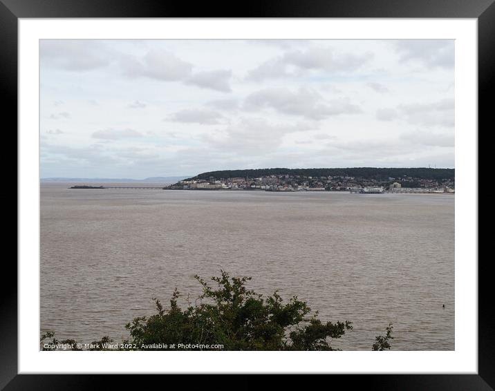 Weston-super-Mare from Brean Down. Framed Mounted Print by Mark Ward